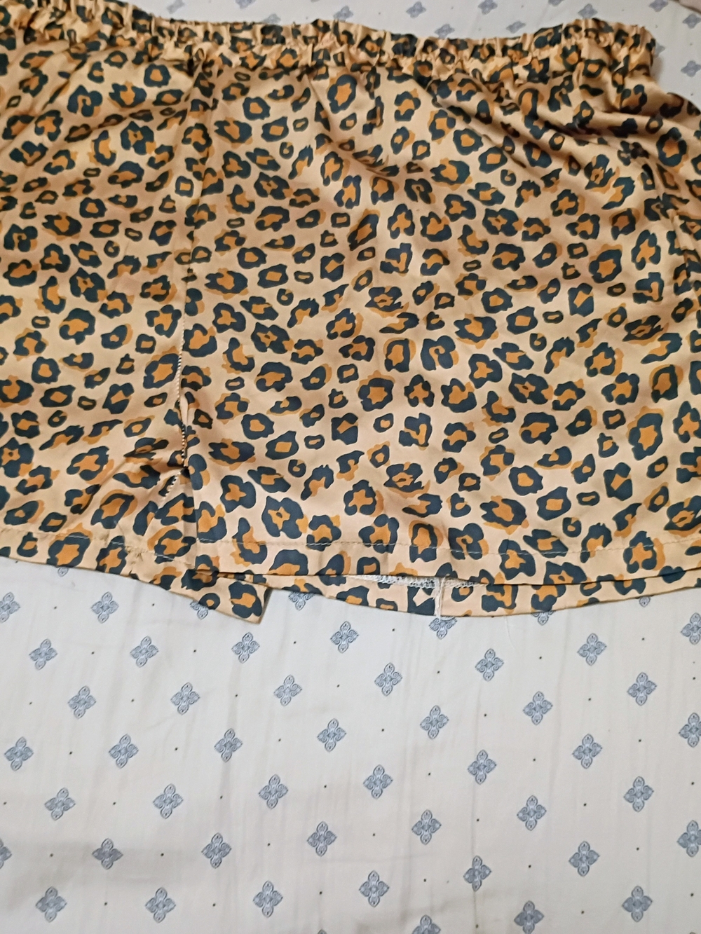Leopard Print Elastic Waist Skirt - Beige and Black
